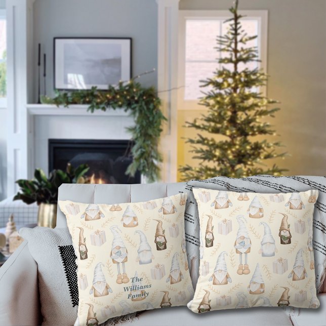 Almofada Nome Personalizado dos Gnomos de Natal Nórdicos (Criador carregado)