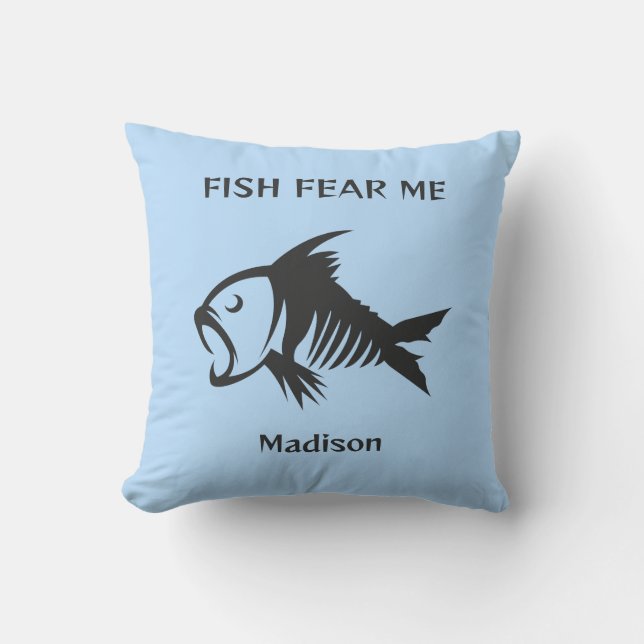 Almofada Nome Personalizado e Peixe de Texto (Frente)