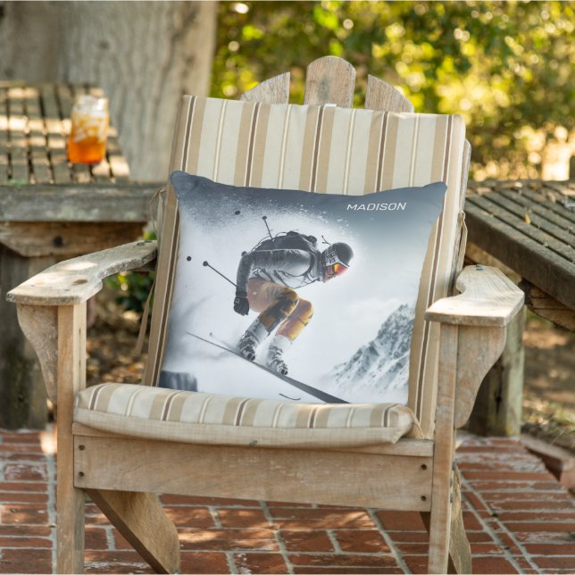 Almofada Nome Personalizado - esquiador Mountain (Cadeira)
