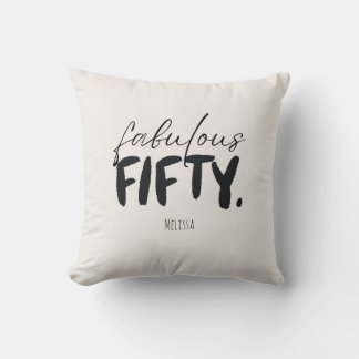 Almofada Nome Personalizado Fabuloso Cinquenta Bege Preto