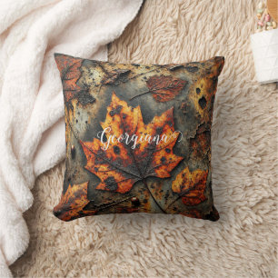 Almofada Nome Personalizado Folhas Industriais Grungentes