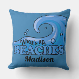 Almofada Nome personalizado Funny Beach Wave travesseiro de