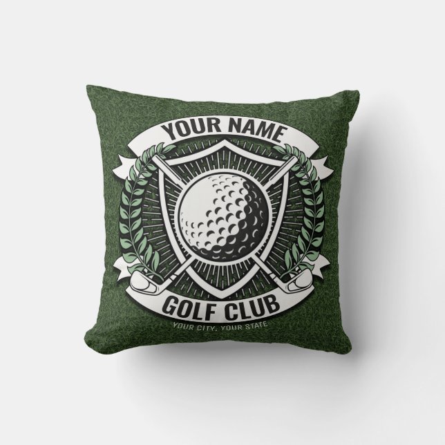Almofada Nome Personalizado Golfer Golf Club Turf Clubhouse (Frente)