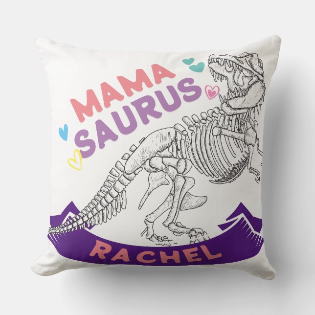 Almofada Nome Personalizado Mamasaurus Mãe Trex Dino Engraç (Frente)