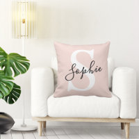 Nome Personalizado Moderno Monograma Pastel Rosa