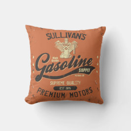 Almofada Nome Personalizado Motores Gasolina Garagem Retrom