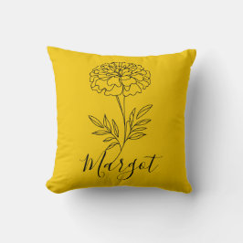 Almofada Nome Personalizado Outubro Marigold Birth Flower