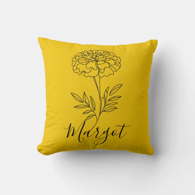 Almofada Nome Personalizado Outubro Marigold Birth Flower (Frente)