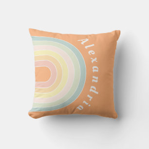 Almofada Nome Personalizado Pastel Rainbow Retro