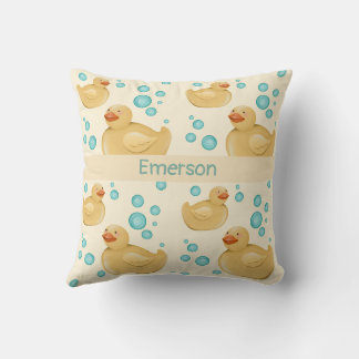 Almofada Nome Personalizado Pato Amarelo Neutro Pastel