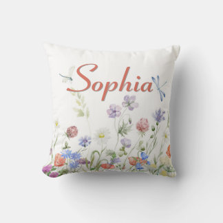 Almofada Nome Personalizado Personalizado do Wildflower