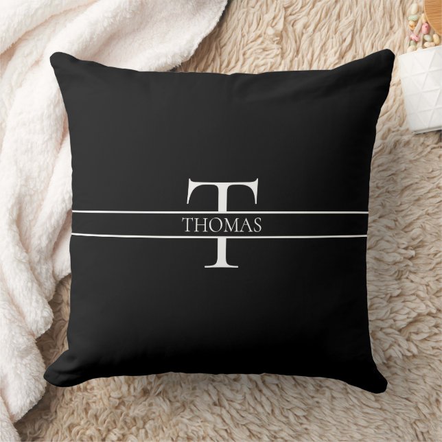 Almofada Nome Personalizado Personalizado Elegante Monogram (Cobertor)