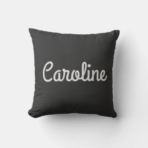 Almofada Nome Personalizado Preto Branco Script Nome Modern