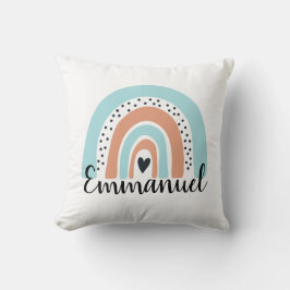 Almofada Nome Personalizado Rainbow Heart Peach Azul