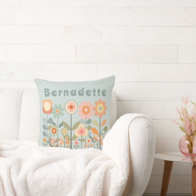 Almofada Nome Personalizado Retro Vintage Wildflower Daisy (Sofá)