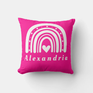 Almofada Nome Personalizado - Rosa Quente - Arco-Íris