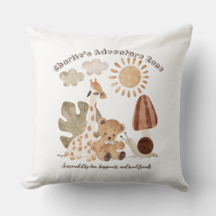 Almofada Nome Personalizado Texto Boho Woodland Selgle Anim