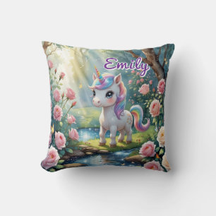 Almofada Nome Personalizado Travesseiro ao quadrado Unicorn