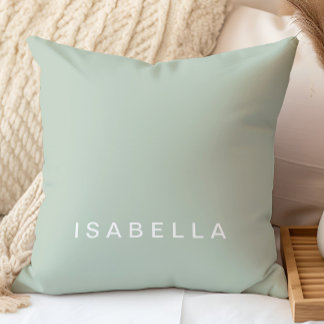 Almofada Nome Personalizado Verde Sage Minimalista Moderna