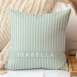 Almofada Nome Personalizado Verde Sage Minimalista Moderno