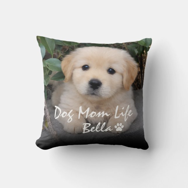 Almofada Nome Personalizado Vida de Mãe de Cachorro Design  (Frente)
