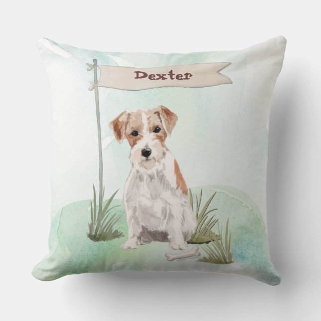 Almofada Nome personalizado Wire Haired Jack Russell Pet Do (Frente)