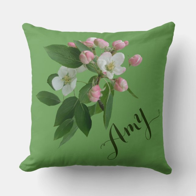 Almofada Nome personalizável da Amy floral de maçã floral H (Frente)