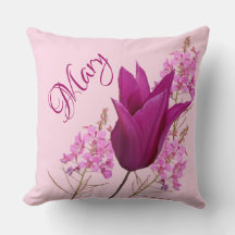 Nome personalizável Mary pink tulip boho floral fo