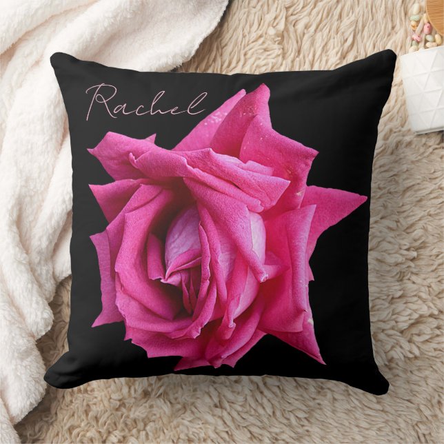 Almofada Nome personalizável Rachel bonito rosa rosa floral (Cobertor)