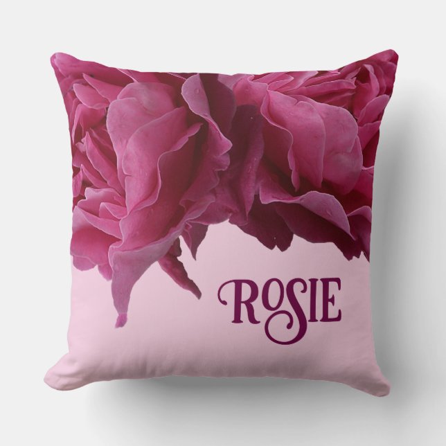 Almofada Nome personalizável Rosie bonito cor-de-rosa abstr (Frente)