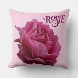 Almofada Nome personalizável Rosie floral rosa rosa