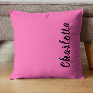 Almofada Nome preto moderno Cor Rosa Neo