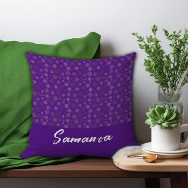 Almofada Nome púrpura da linha do círculo geométrico da vin