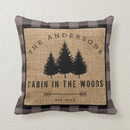 Almofada Nome Rustic Country Family Name Cabin in in the Wo