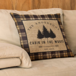 Almofada Nome Rustic Country Family Name Cabin in in the Wo