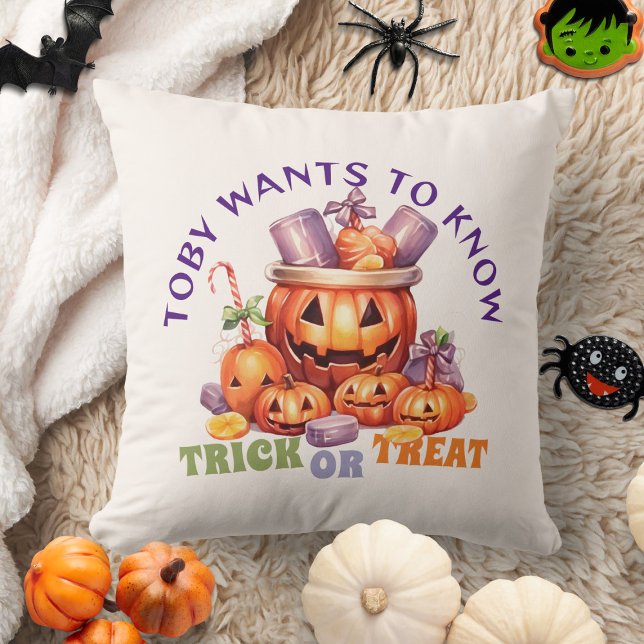Almofada Nome Trick ou Tratar Crianças Spooky Doce Hallowee (Criador carregado)