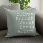 Almofada Nomes da Família Personalizada de Máquina de Escri<br><div class="desc">Travesseiro decorativo Personalizado da Família de Máquina de Escritura. Crie seu próprio travesseiro decorativo personalizado com nomes familiares de crianças,  pais e animais de estimação em tipografia de estilo antigo. Excelente presente de Natal para avós.</div>