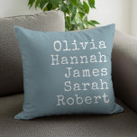 Almofada Nomes da Família Personalizada de Máquina de Escri<br><div class="desc">Travesseiro decorativo Personalizado da Família de Máquina de Escritura. Crie seu próprio travesseiro decorativo personalizado com nomes familiares de crianças,  pais e animais de estimação em tipografia de estilo antigo. Excelente presente de Natal para avós.</div>