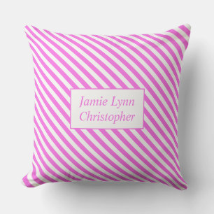 Almofada Nomes de Casais Personalizados Listras Rosa/Branco