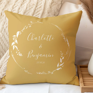 Almofada Nomes de Casamento em Letra Personalizada Botânica
