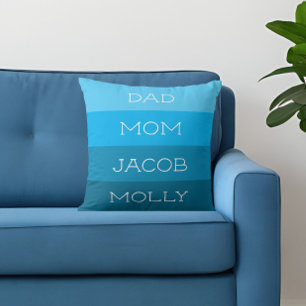 Almofada Nomes de Família de Quatro Tons de Azul