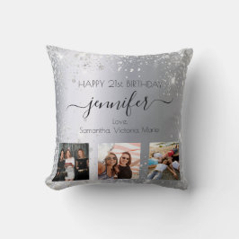 Almofada Nomes de fotos de amigos relâmpagos de prata de an