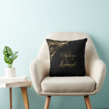 Nomes de Noiva Floral Damask Preto Vintage Ouro