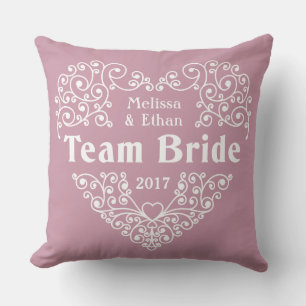 Almofada Nomes personalizados do Team Bride e travesseiros