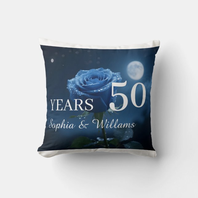 Almofada Nomes personalizados e anos especiais Rosa azul ro (Frente)