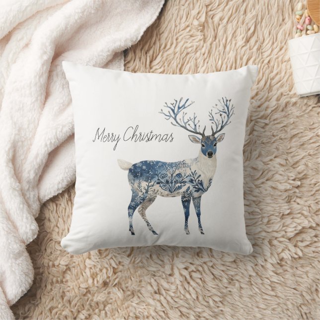 Almofada Nordic Blue White Deer Christmas (Cobertor)