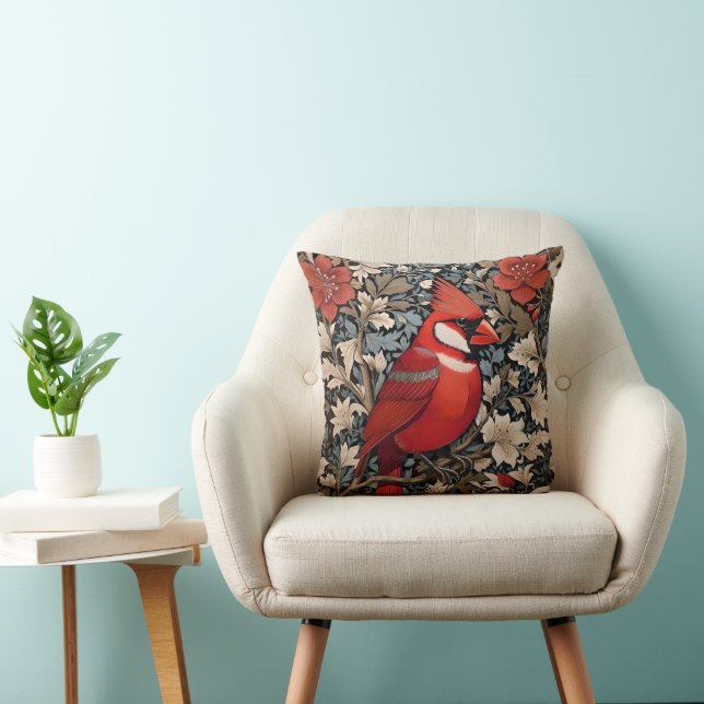 Almofada Norte Cardinal Bird William Morris Inspirado (Cadeira)