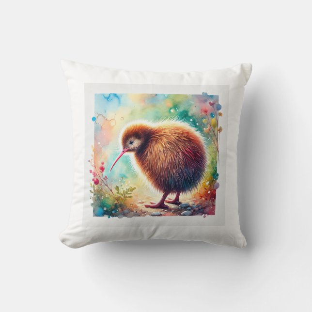 Almofada North Island Brown Kiwi 210724AREF124 - Watercolor (Frente)