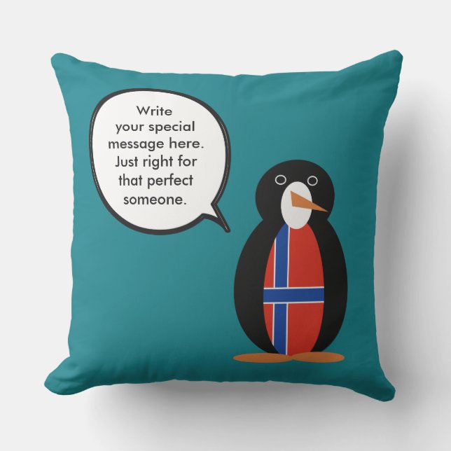 Almofada Noruega Falando Sra Pinguim Personalizado (Frente)