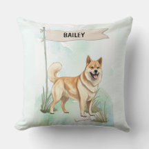 Norwegian Buhund Watercolor Personalized Dog